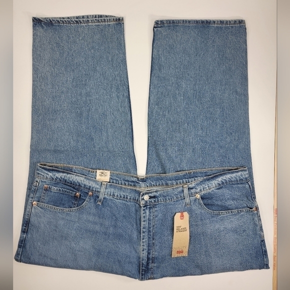 NEW LEVIS BIG & TALL 559 RELAXED STRAIGHT STRETCH JEANS 52X29 MEDIUM WASH NWT - Picture 4 of 10